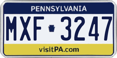 PA license plate MXF3247