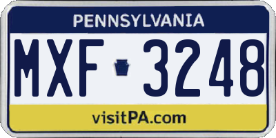 PA license plate MXF3248