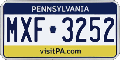 PA license plate MXF3252