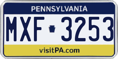 PA license plate MXF3253