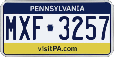 PA license plate MXF3257