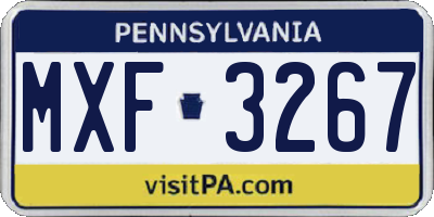 PA license plate MXF3267