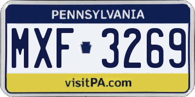 PA license plate MXF3269