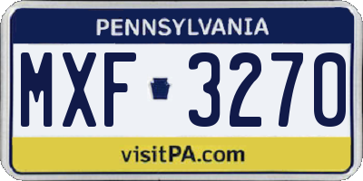 PA license plate MXF3270