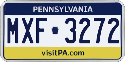 PA license plate MXF3272