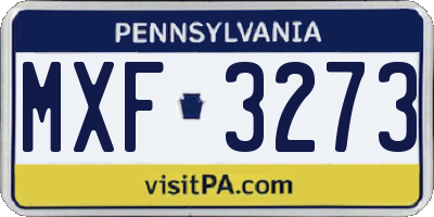 PA license plate MXF3273