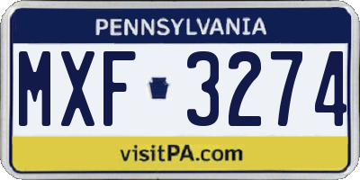 PA license plate MXF3274
