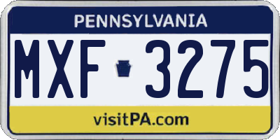 PA license plate MXF3275