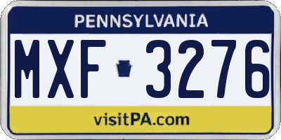 PA license plate MXF3276