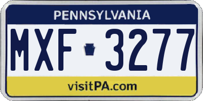 PA license plate MXF3277