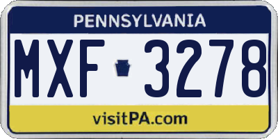 PA license plate MXF3278