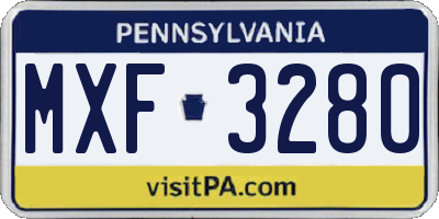 PA license plate MXF3280