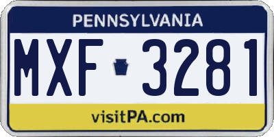 PA license plate MXF3281