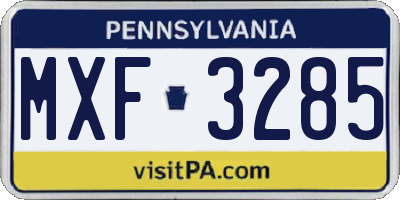 PA license plate MXF3285