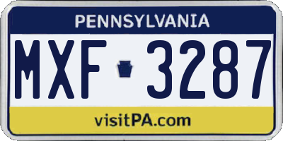 PA license plate MXF3287