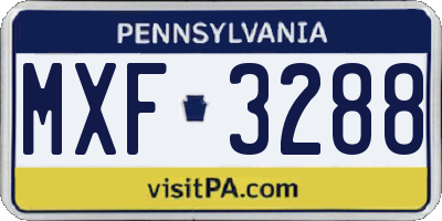 PA license plate MXF3288