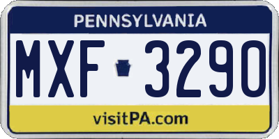 PA license plate MXF3290