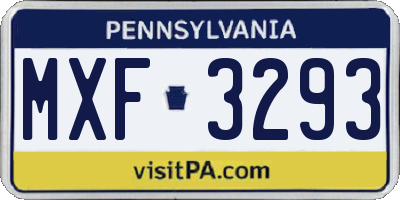 PA license plate MXF3293