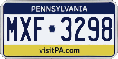 PA license plate MXF3298