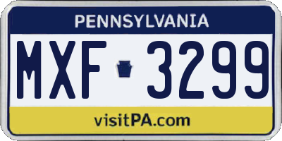 PA license plate MXF3299