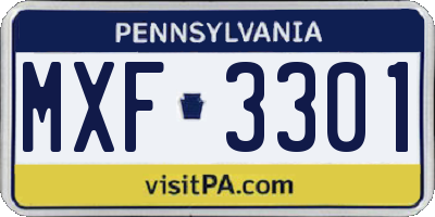 PA license plate MXF3301
