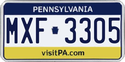 PA license plate MXF3305
