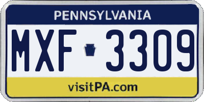 PA license plate MXF3309