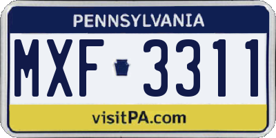 PA license plate MXF3311