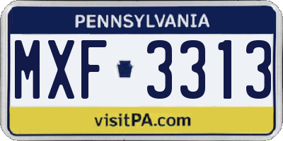 PA license plate MXF3313