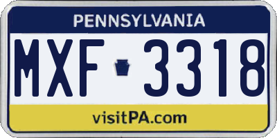 PA license plate MXF3318