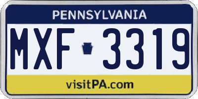 PA license plate MXF3319