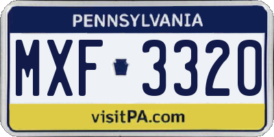 PA license plate MXF3320