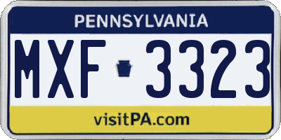 PA license plate MXF3323