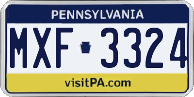 PA license plate MXF3324