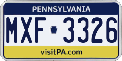 PA license plate MXF3326
