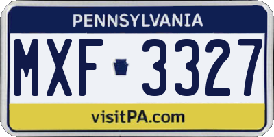 PA license plate MXF3327