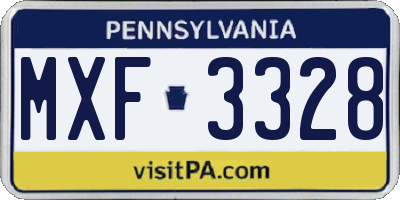 PA license plate MXF3328