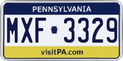 PA license plate MXF3329