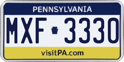 PA license plate MXF3330