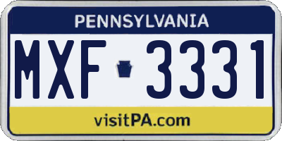 PA license plate MXF3331