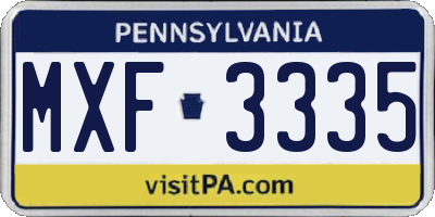 PA license plate MXF3335