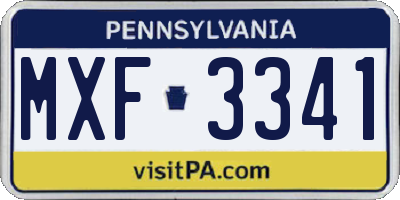 PA license plate MXF3341