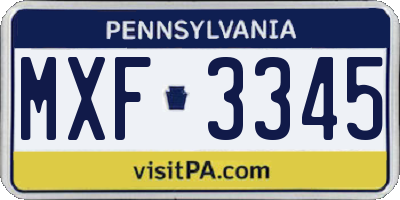 PA license plate MXF3345