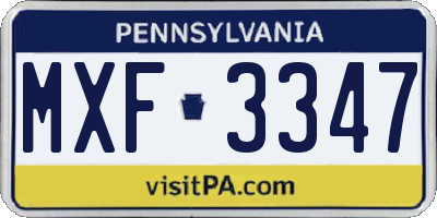 PA license plate MXF3347