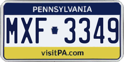 PA license plate MXF3349