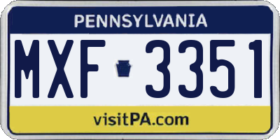 PA license plate MXF3351