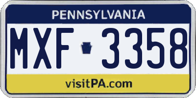 PA license plate MXF3358