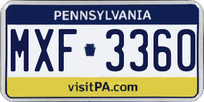 PA license plate MXF3360