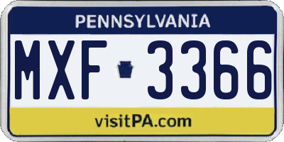 PA license plate MXF3366