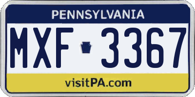 PA license plate MXF3367